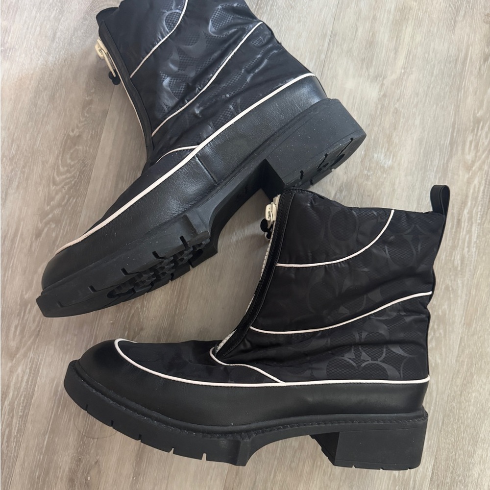 Coach Black and White Winter Boots